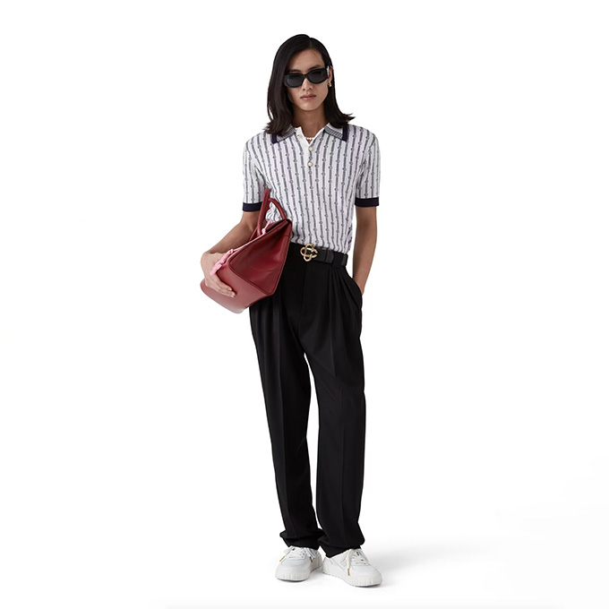 casablanca striped knit polo shirt